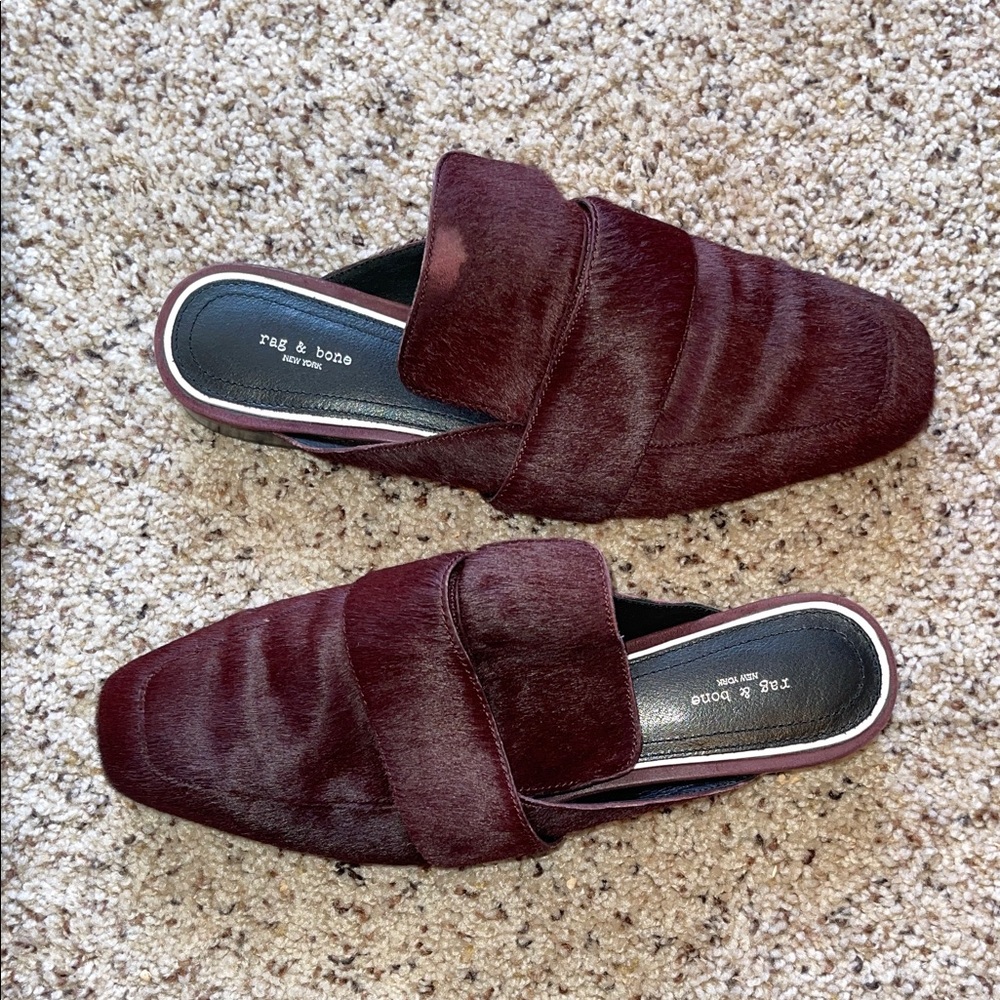 Rag & Bone Deep Bordeaux Fur Slip-Ons ( Size 7)
